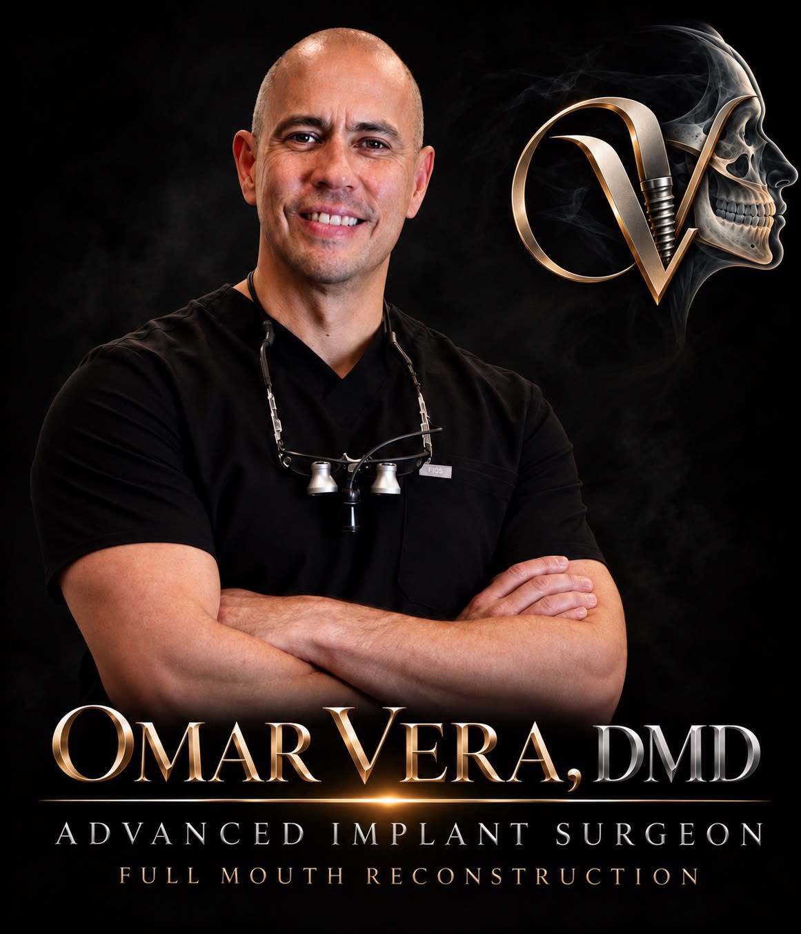 Retrato y marca del Dr. Omar Vera, imagen completa proporcionada